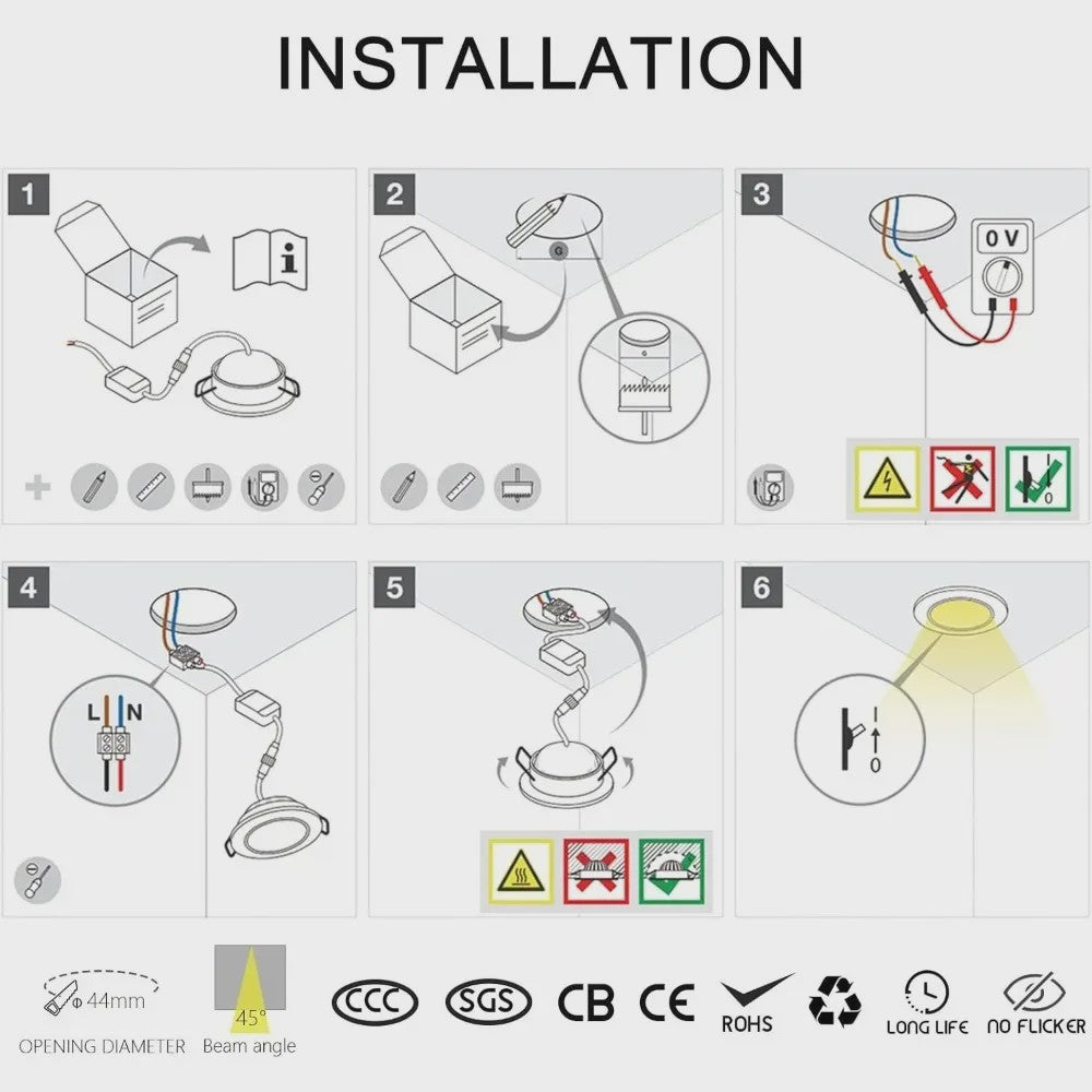 Mini LED Downlight 3W Dimbare Koel Wit 6000K Satin Nickel - SediaXL