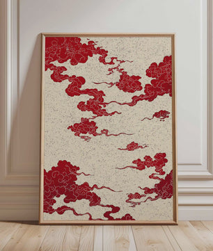 Japanse Kraanvogel Poster - Vintage Ukiyo-e Muurkunst met Rode Zon en Pijnboom