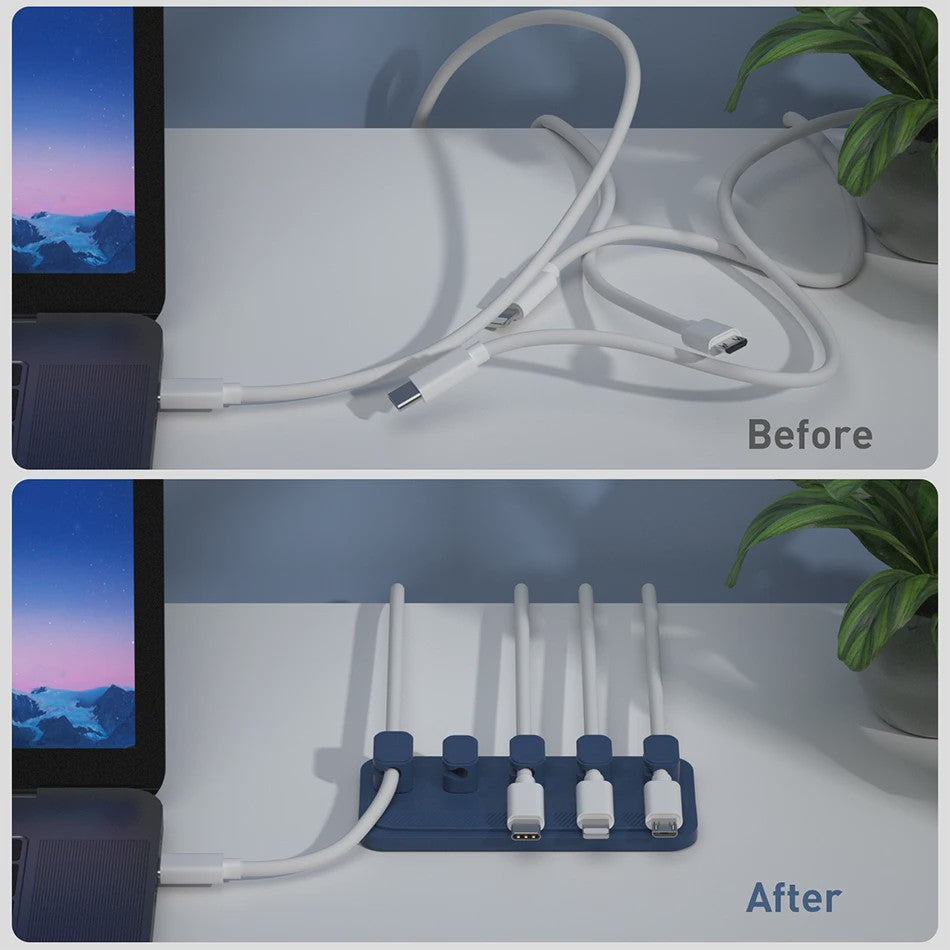 Magnetische Kabelhouder Bureau - 5 Clips voor Orde in USB & Lightning Kabels