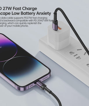 Toocki PD 27W USB-C naar Lightning Kabel voor iPhone - Snel Laden & Data