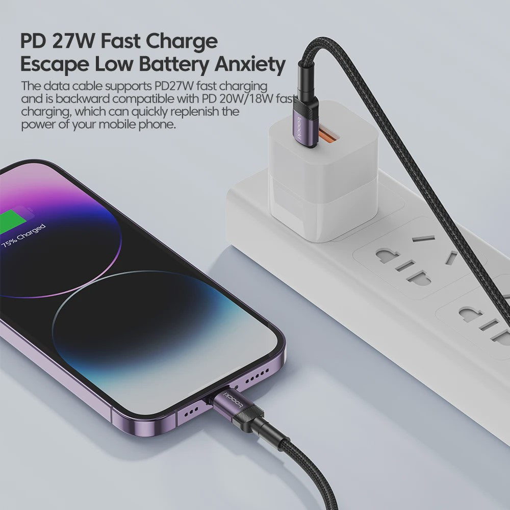 Toocki PD 27W USB-C naar Lightning Kabel voor iPhone - Snel Laden & Data