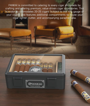 Luxe Glazen Sigaren Humidor met Hygrometer & Humidifier - Cedar Hout - Crushproof