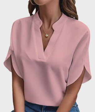 Zomerse Dames Blouse met V-hals en Halve Mouwen - Casual & Elegant