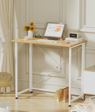 Opvouwbaar Bureau met Wielen en Opbergruimte - 80x45cm - Compact Werkstation