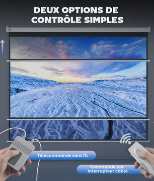 HOMCOM screen video projector 84 inches, 4:3 4K HD motorized and electric projection screen, tv and home cinema projection screen, wall mount or ceiling, order sign and remote control
