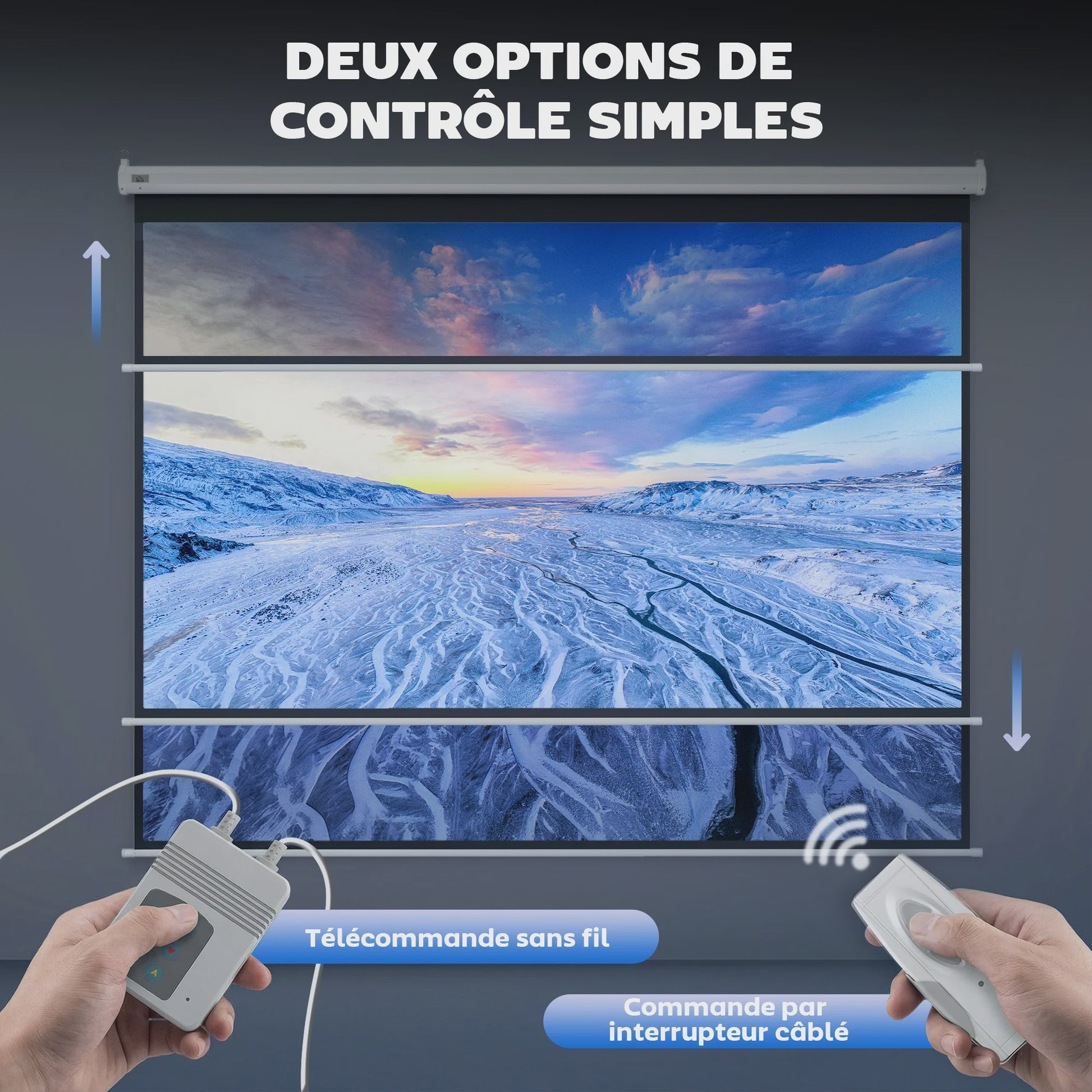 HOMCOM screen video projector 84 inches, 4:3 4K HD motorized and electric projection screen, tv and home cinema projection screen, wall mount or ceiling, order sign and remote control