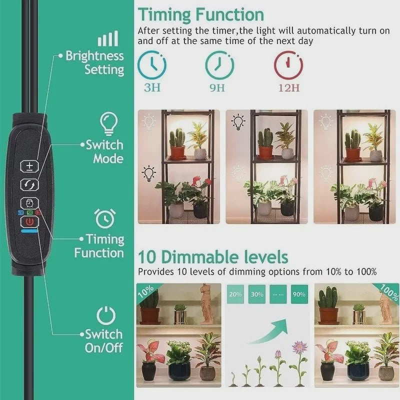 Ultra-dunne LED Groeilamp Full Spectrum met Dimbare Timer voor Binnenplanten