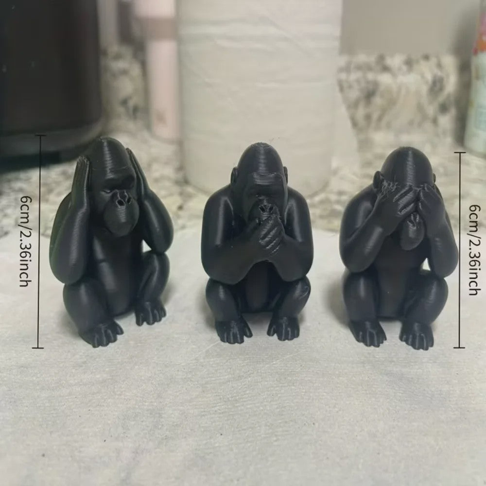 Set van 3 Drie Apen Beeldjes - Niet Zien, Niet Horen, Niet Zeggen - Woonkamer Decoratie