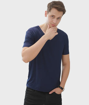Heren IJszijde T-shirt met Korte Mouwen en V-hals - Ademend, Dun en Naadloos