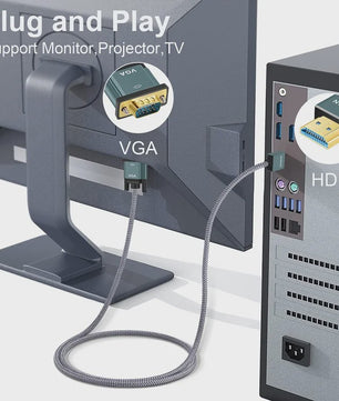 HDMI naar VGA Kabel - Aluminium, Nylon Gevlochten, Vergulde Connectoren - 1080P