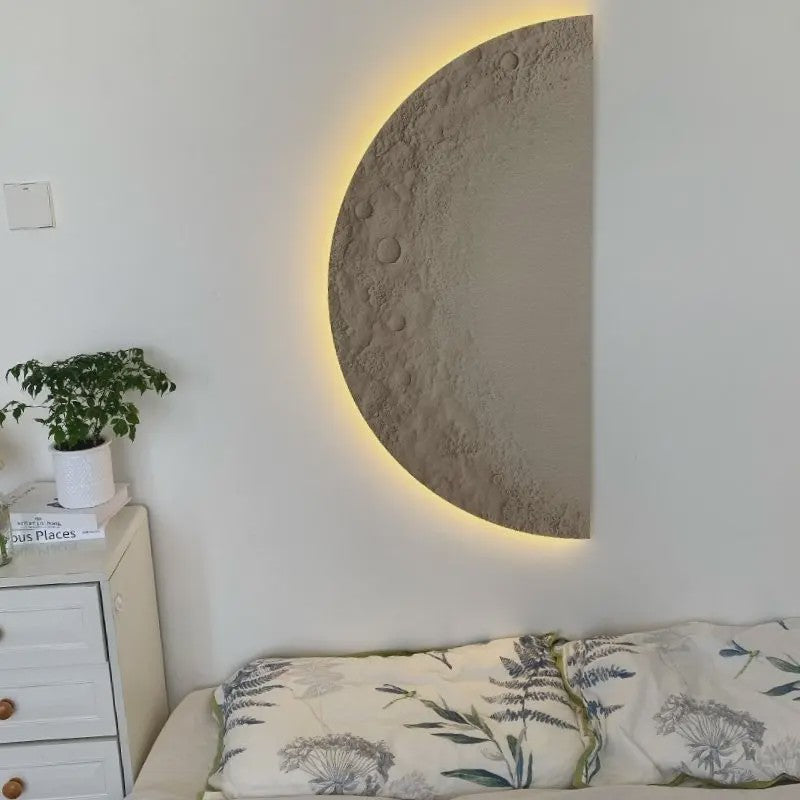 Creatieve Maan Wandlamp met Afstandsbediening - Dimbaar LED Schilderij voor Woonkamer