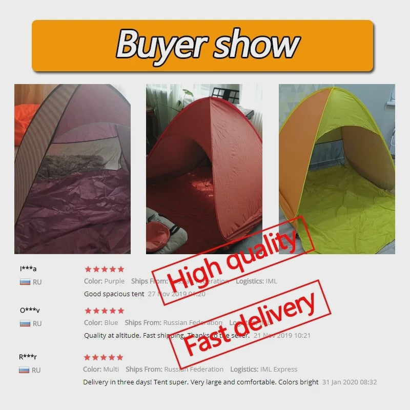 Automatische Pop-Up Strandtent UPF50+ - Snel Opzetbaar Zonnescherm voor Strand, Camping & Vissen