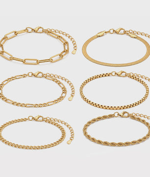 Set van 5 RVS Schakelarmbanden - Minimalistisch & Verstelbaar