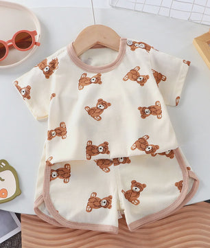 Zomerse Katoenen Kinderkleding Set: T-shirt & Shorts met Leuke Prints (0-4 Jaar)