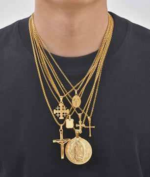 Stijlvolle Gouden Heren Ketting met Kruis Hanger - Roestvrij Staal, Vintage Mode Sieraden