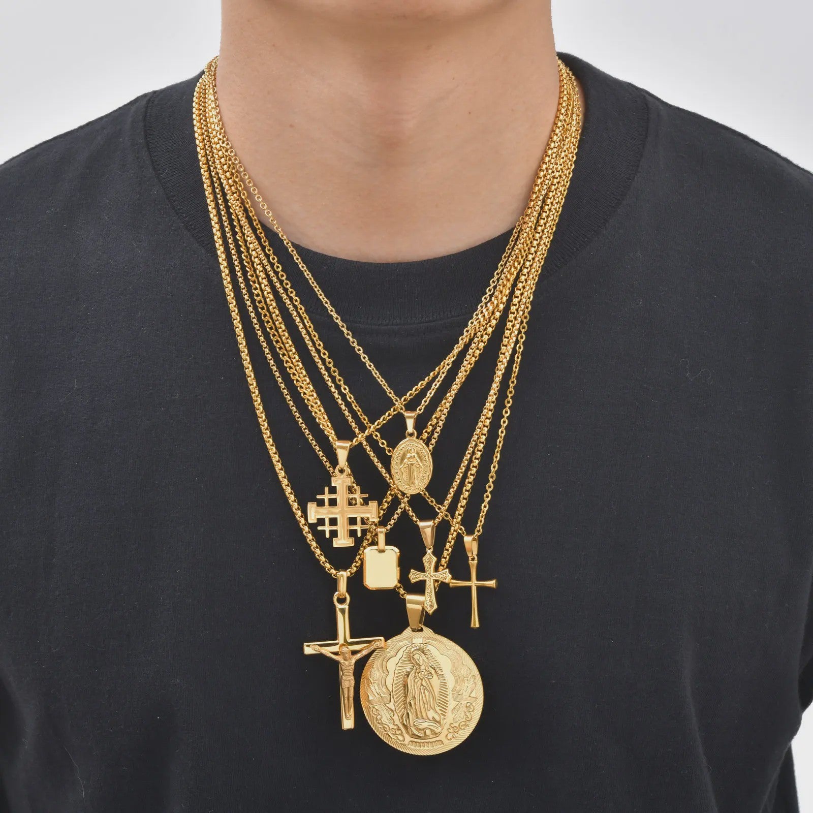 Stijlvolle Gouden Heren Ketting met Kruis Hanger - Roestvrij Staal, Vintage Mode Sieraden