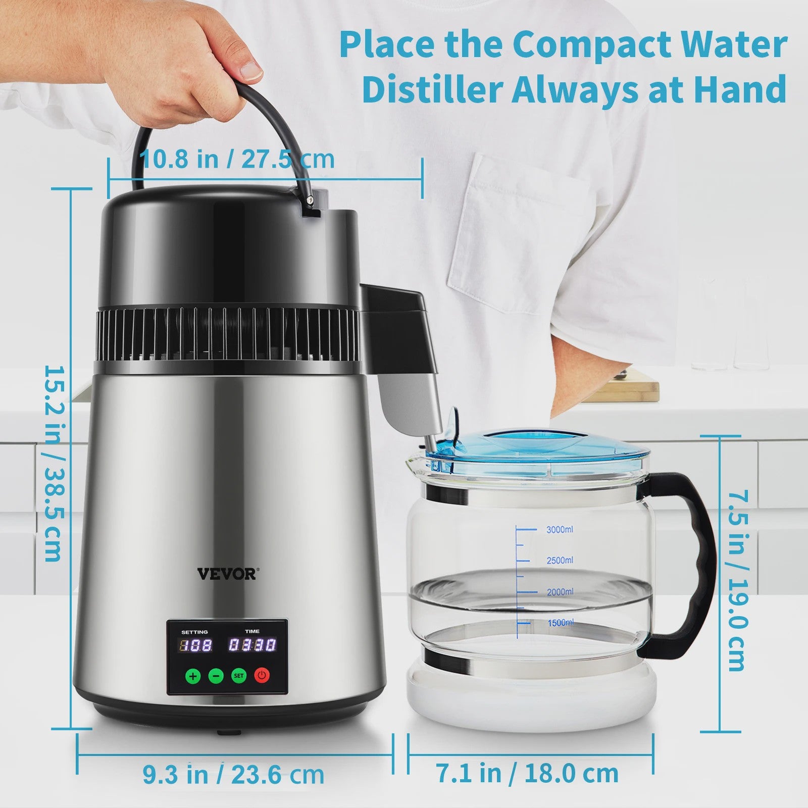 4L Water Distilleerder met Touchscreen - Zuiver en Verfrissend Drinkwater