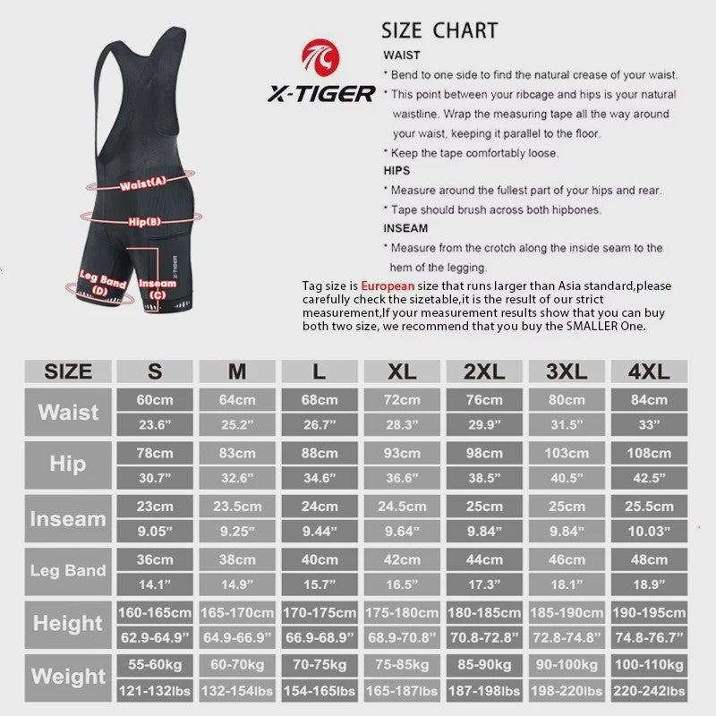 X-TIGER Heren Fietsbibshort met 5D Gel Padding en Zakken - Comfortabel & Veilig Fietsen