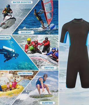 Heren Wetsuit 3mm Neopreen Korte Mouw - Duiken, Surfen & Watersport