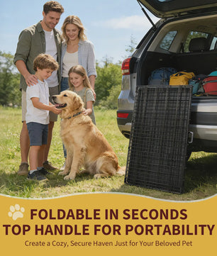 Dubbeldeurs Metalen Hondenkennel 24-48 inch - Inklapbaar met Uitneembare Tray