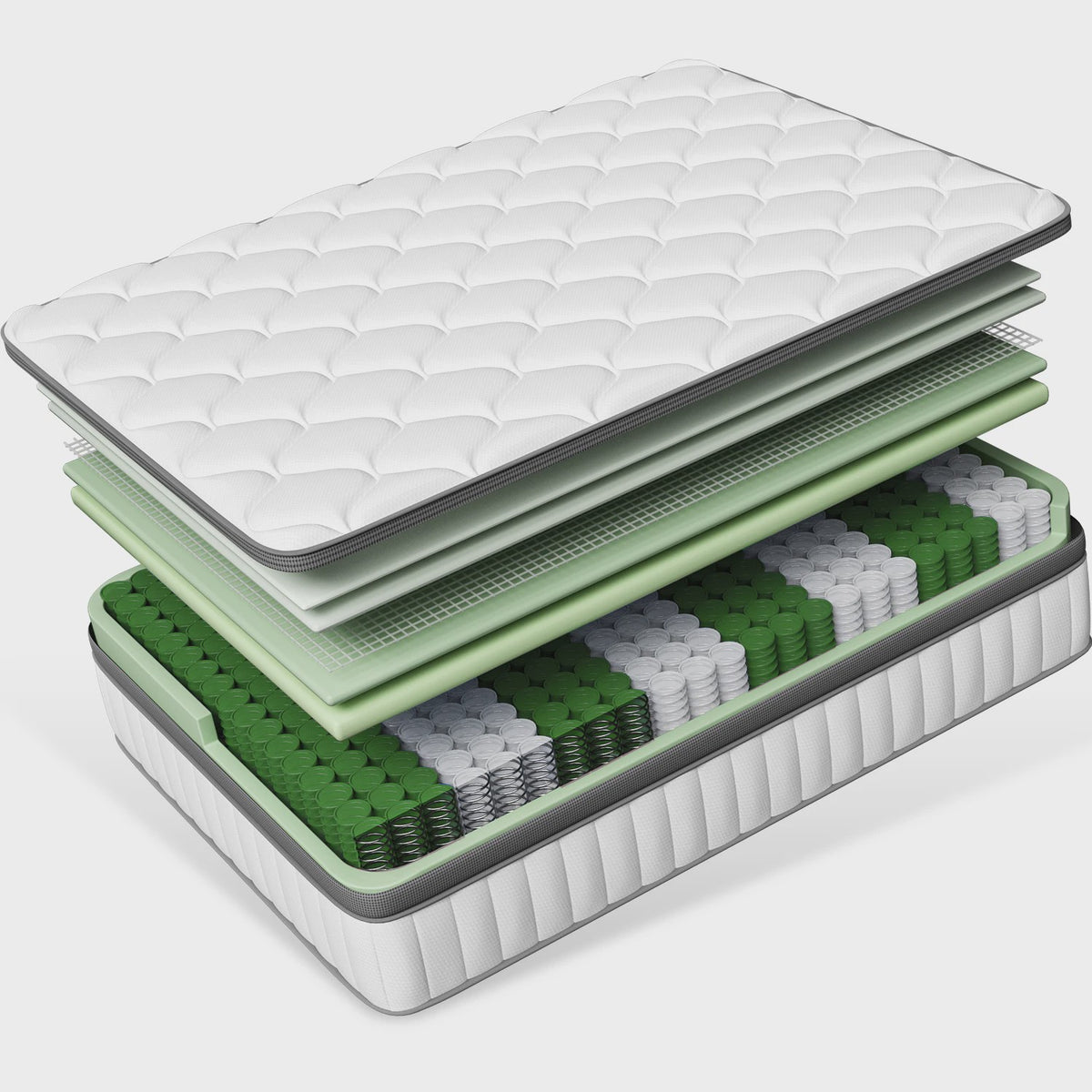 AUTHMIC Pocketvering Matras - 7-Zone Adaptieve Ondersteuning, 25cm Dik, Ademend & Huidvriendelijk, Medium Stevig