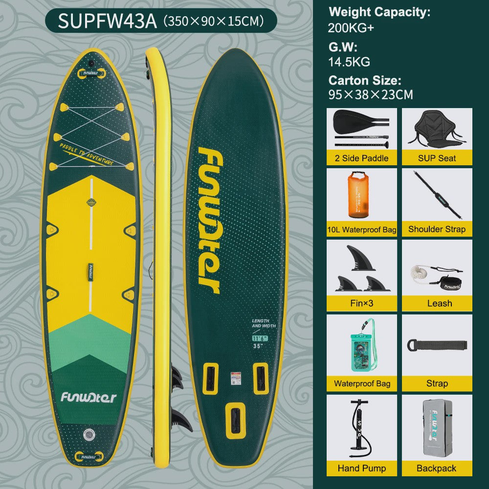 Opblaasbaar Stand Up Paddle Board Funwater 350cm - 200kg Capaciteit - Complete Set