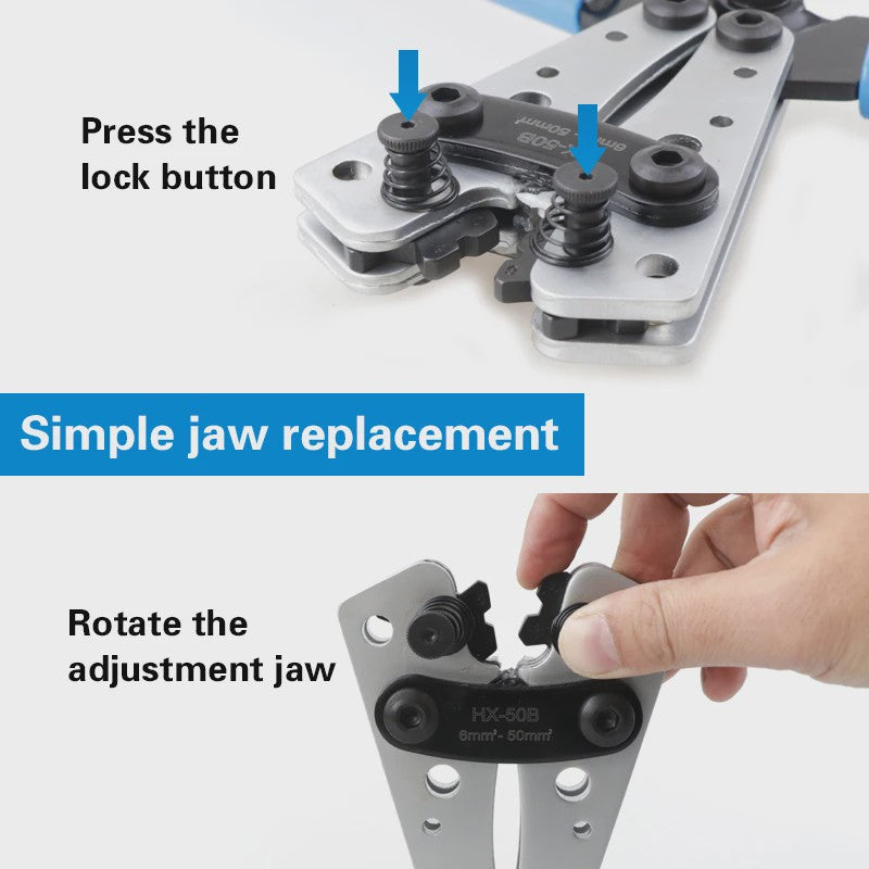 Professionele Krimptang HX-50B voor Kabelogen | 6-50mm² | AWG 10-0
