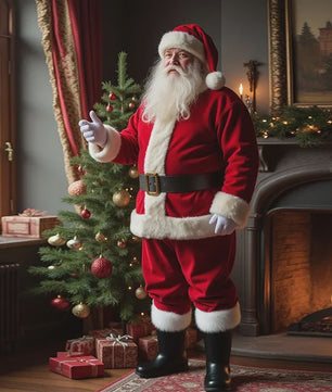 Luxe Gouden Fluweel Santa Claus Kostuum voor Heren - Perfect voor Kerst, Halloween & Feesten