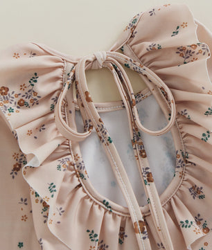 Zomerse Baby Meisjes Zwempak met Bloemenprint, Lange Mouwen en Ruches