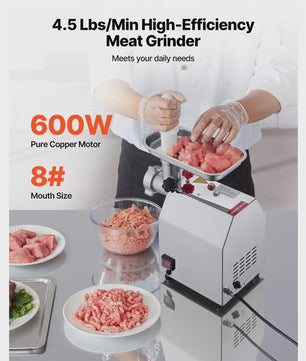 Professionele Elektrische Vleesmolen & Worstmaker - 4.5 tot 9.2 Lbs/Min