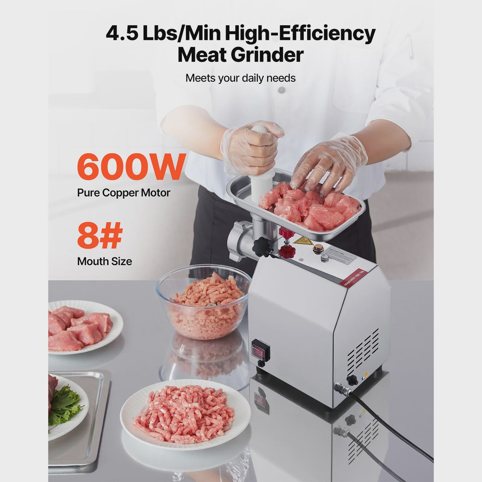 Professionele Elektrische Vleesmolen & Worstmaker - 4.5 tot 9.2 Lbs/Min