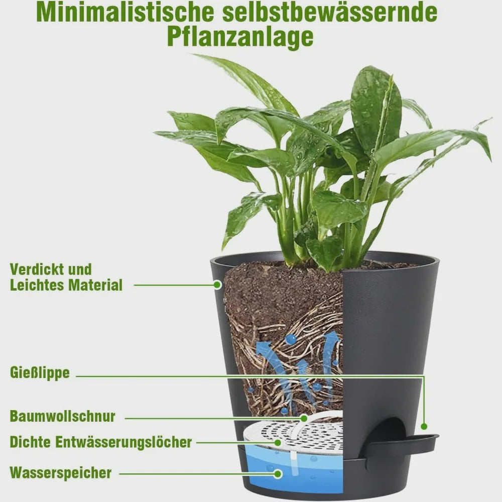 Set van 6 Zelfwaterende Plantenpotten met Onderzetter - Ideaal voor Binnen & Buiten