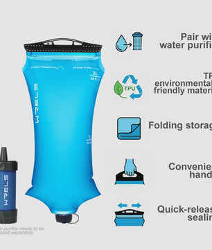 WRELS Opvouwbare Waterfilter Zak - Outdoor Waterzuivering, BPA-Vrij, Ideaal voor Survival
