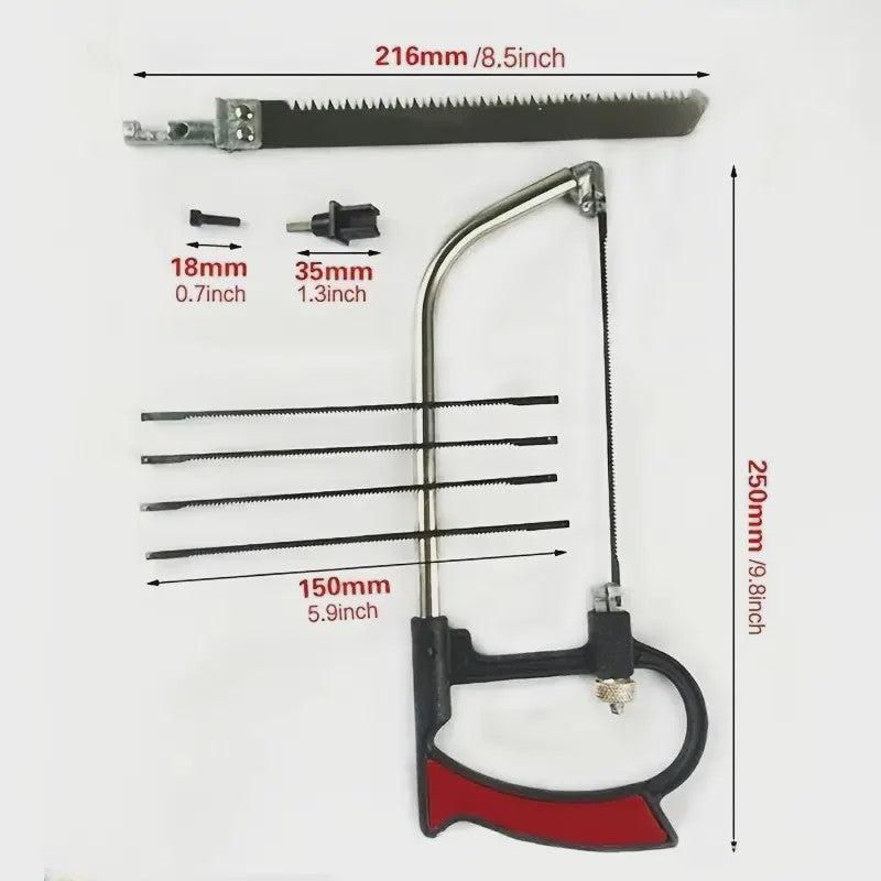 8-in-1 Multifunctionele Handzaag Kit met 6 Zaagbladen voor Metaal, Hout en Glas
