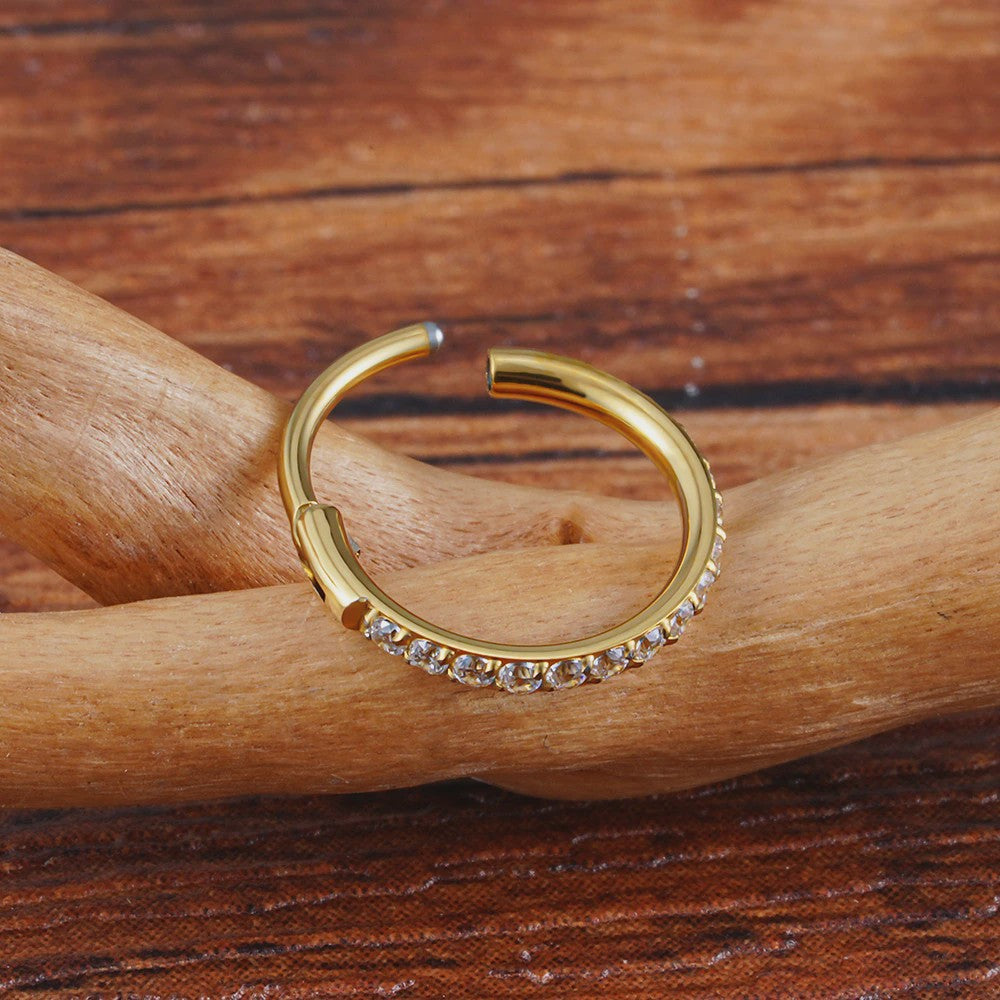 Chique Titanium Huggie Hoop Oorbel met Zirkonia - 16G Piercing Sieraden