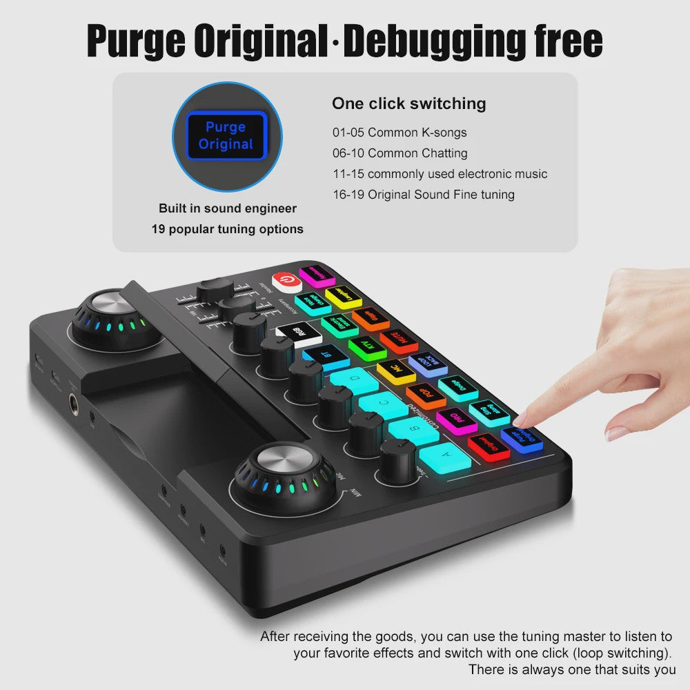 NXG Professionele 4-Kanaals Audio Mixer Soundcard met DSP & OTG - Live Streaming & Voice Changer