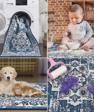 Wasbare Vintage Vloerkleed met Perzisch Design - Antislip & Laagpolig