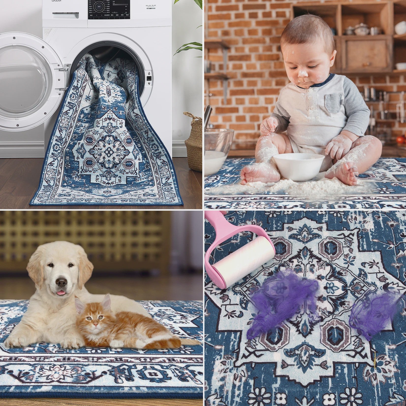 Wasbare Vintage Vloerkleed met Perzisch Design - Antislip & Laagpolig