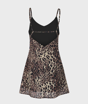 Zomerjurkje Luipaardprint V-hals Camisole Sexy Backless Slim Fit Kort