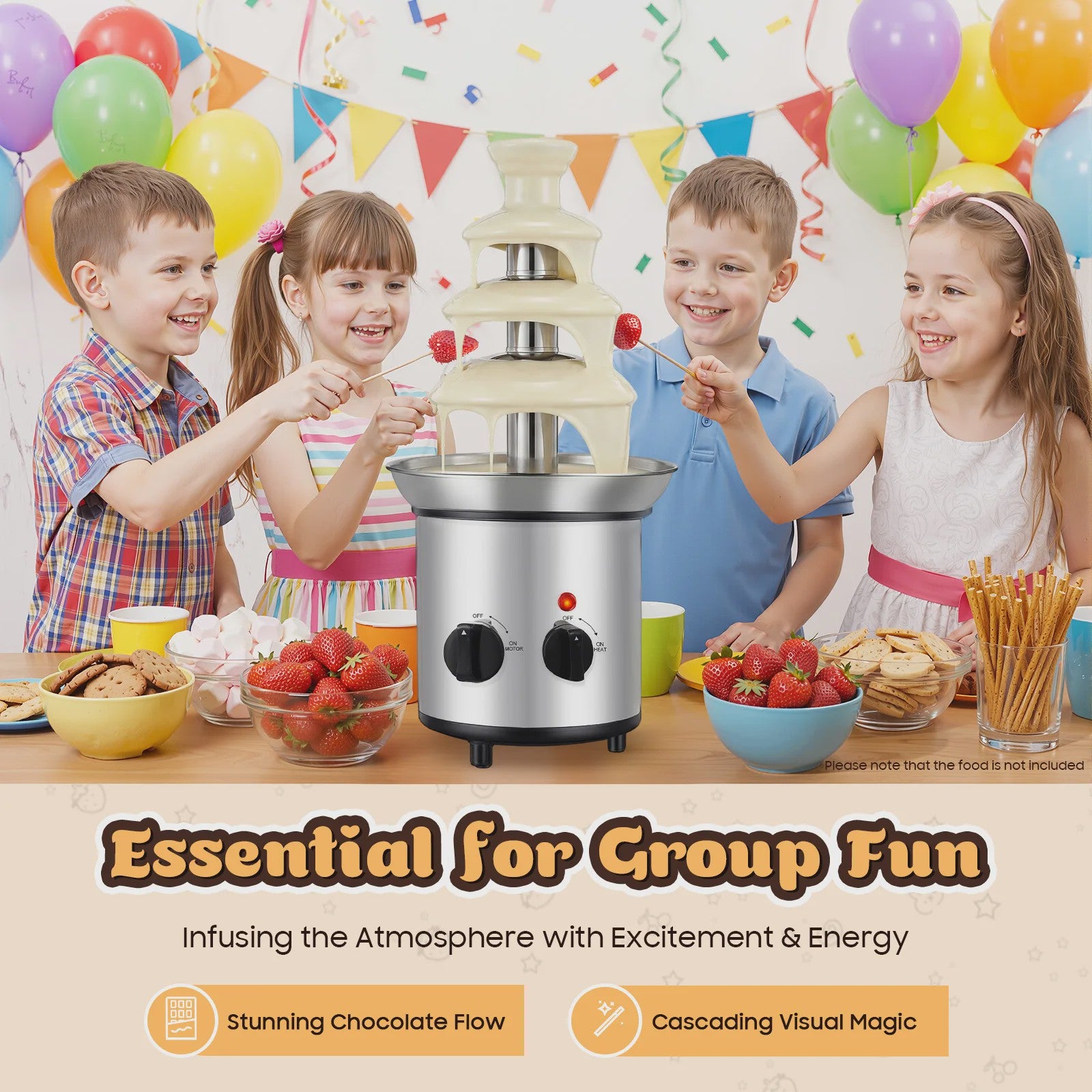 4-Laags Chocoladefontein Machine 1.8L - Perfect voor Feesten, Bruiloften & Verjaardagen