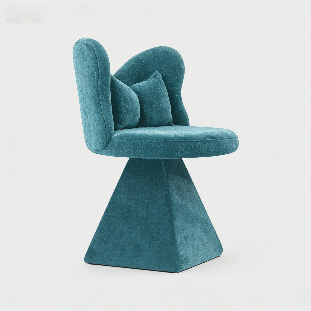 Blauwe Draaibare Kaptafelstoel met Vlinderrug en Luxe Chenille Bekleding