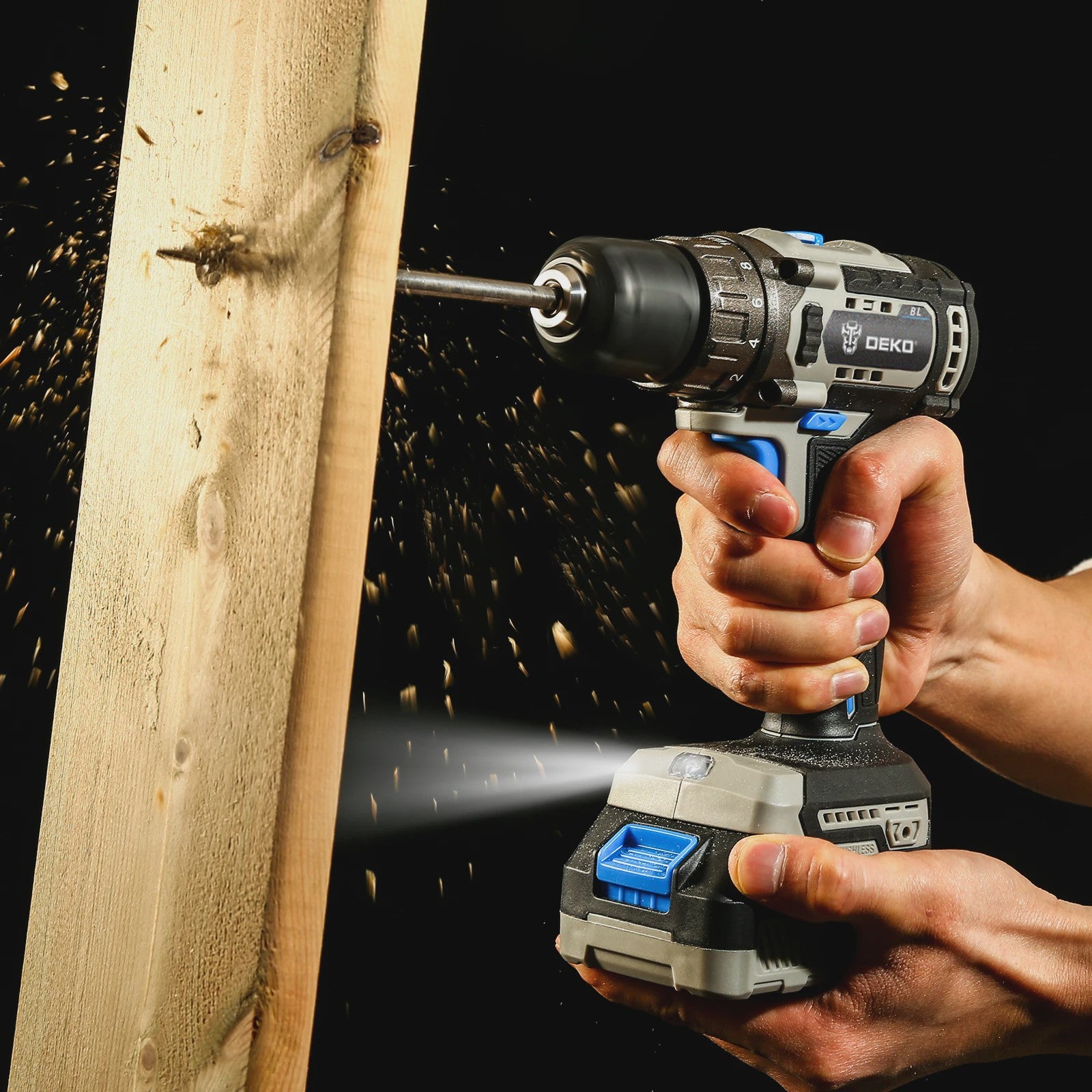 DEKO 20V Brushless Accuboormachine - Krachtige Mini Schroefmachine met 2 Snelheden & 18+1 Koppeling