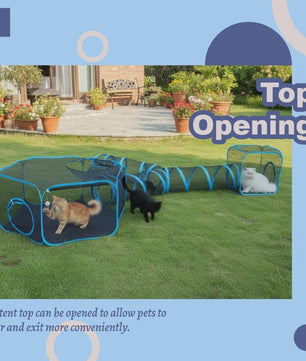 4-in-1 Draagbare Mesh Kattenren met Tunnel - Indoor/Outdoor Speelhuis voor Katten en Kleine Dieren