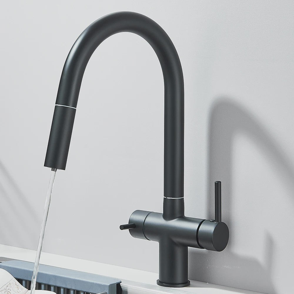 Keukenmengkraan met Uittrekbare Douchekop en Waterfilter - Messing