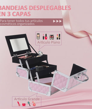 Homcom Make-up Koffer & Cosmetica Organizer - Compact & Roze (20x15x15cm)