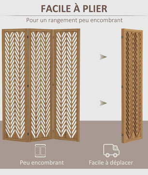 Vouwbare Houten Kamerverdeler met Decoratief Patroon - 3 Panelen