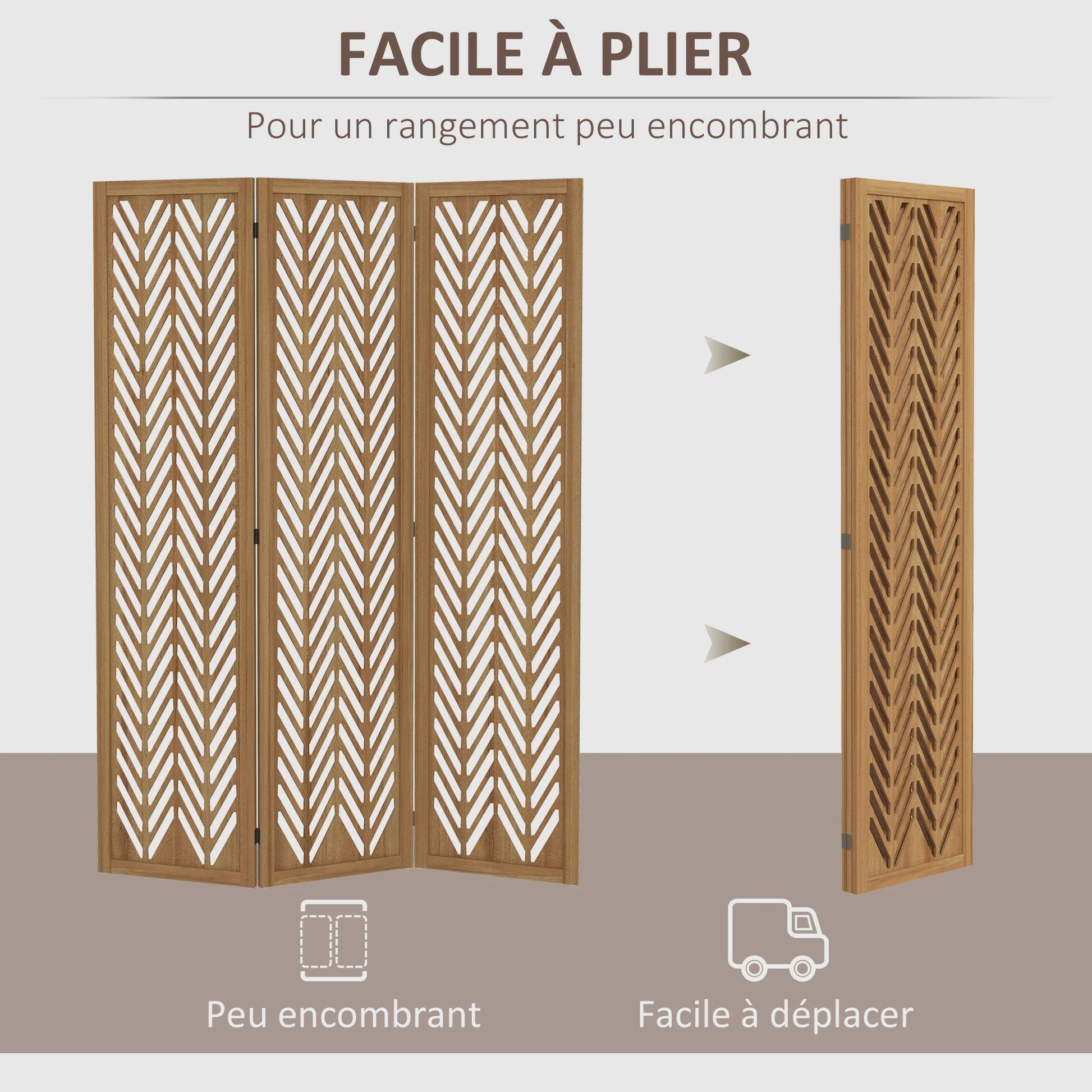 Vouwbare Houten Kamerverdeler met Decoratief Patroon - 3 Panelen