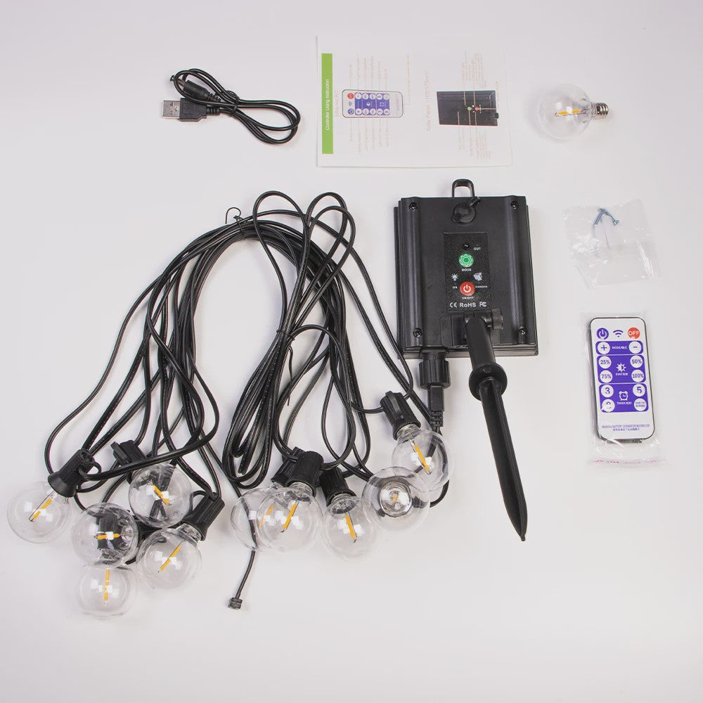 12M 30 LED G40 Slinger Verlichting - Solar & USB, Waterdicht, Buiten