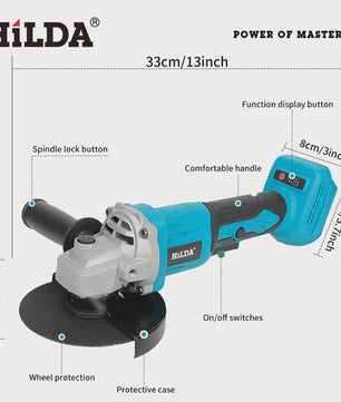 HILDA Brushless Accu Haakse Slijper 700W - 125mm - 2500-9000 RPM