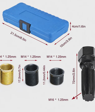 16-delige Bougie Draad Reparatie Kit M14 x 1.25 - Cilinderkop Tap & Helicoil Inzetstukken